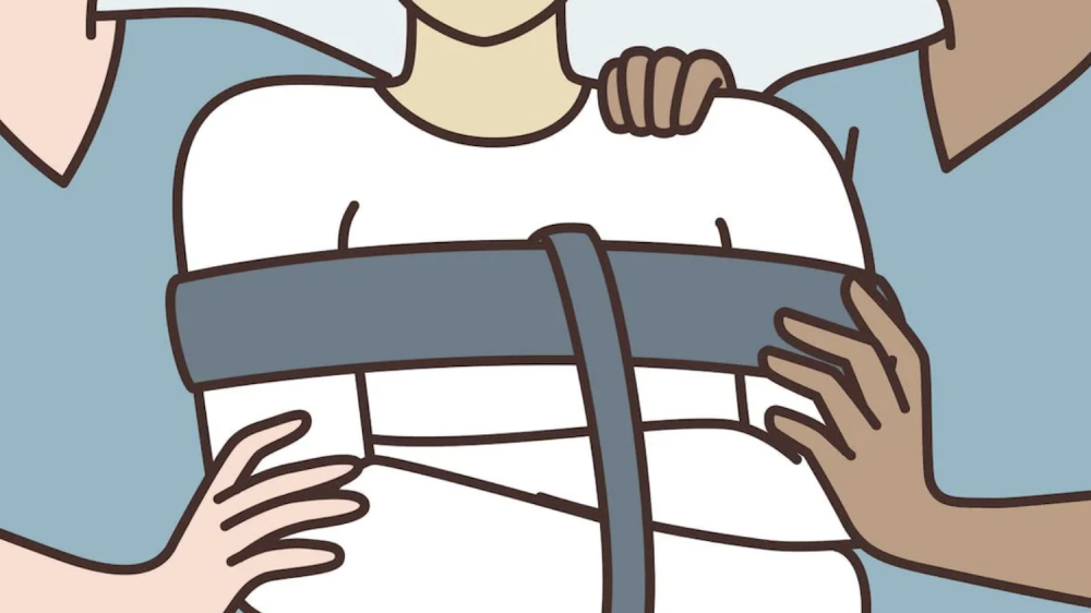 illustration of person being restrained