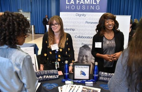 Students and potential employers network at the 2019 UCLA Luskin Job and Internship Career Fair. Photo by Todd Cheney