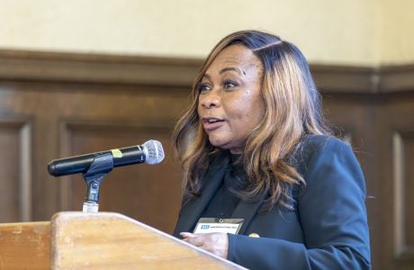 woman at podium