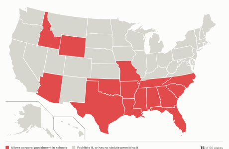 map of USA with red highlighted states.