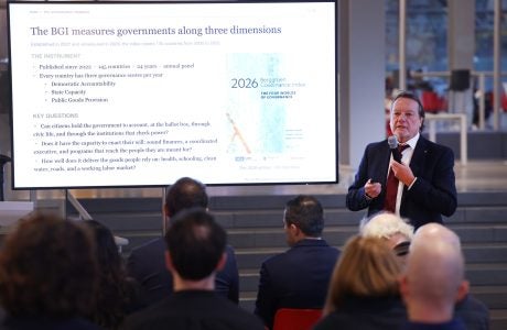 Helmut K. Anheier is Adjunct Professor of Social Welfare and Public Policy, gives presentation at Democracy News Alliance event.