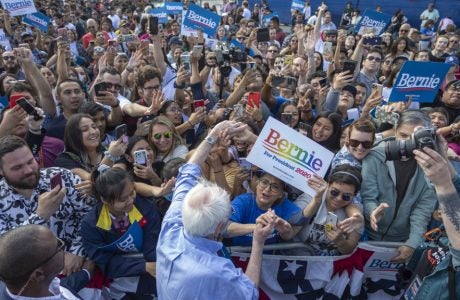 photo of Bernie Sanders speaking to