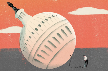 illustration of bloated statehouse