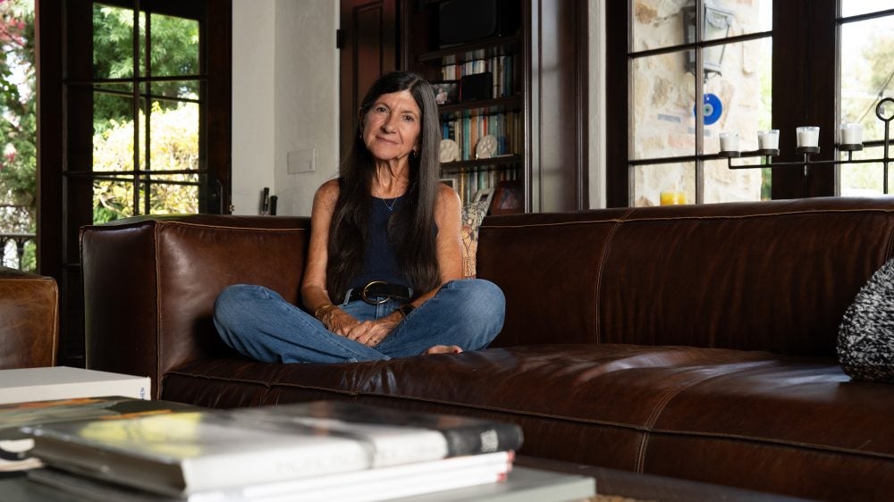 Leap, photographed at her home near Rustic Canyon. She says we need to treat research as exciting, not merely scholarly: “I can construct a soap opera based on some of my work.”