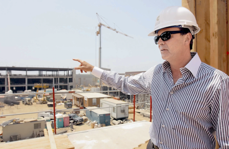 Man in hardhat at construction site