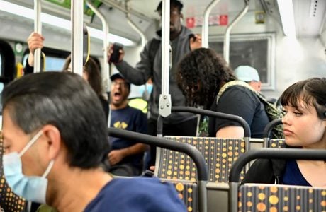 riders on a bus