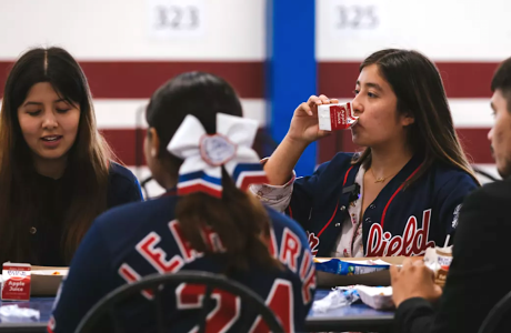 high school students at lunch table