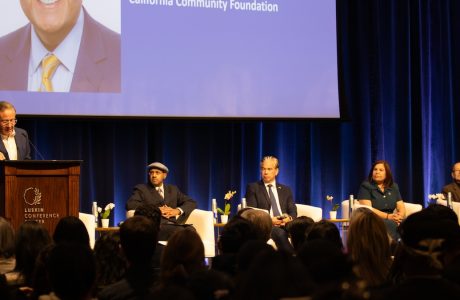 Panelists and moderator at Luskin Lecture.