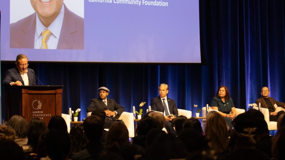 Panelists and moderator at Luskin Lecture.