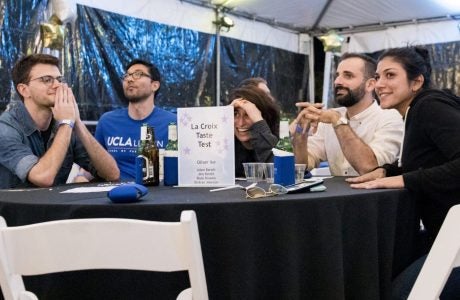 Oliver Ike and his team wait to hear the final results of Super Quiz Bowl 2019. Photo by Les Dunseith