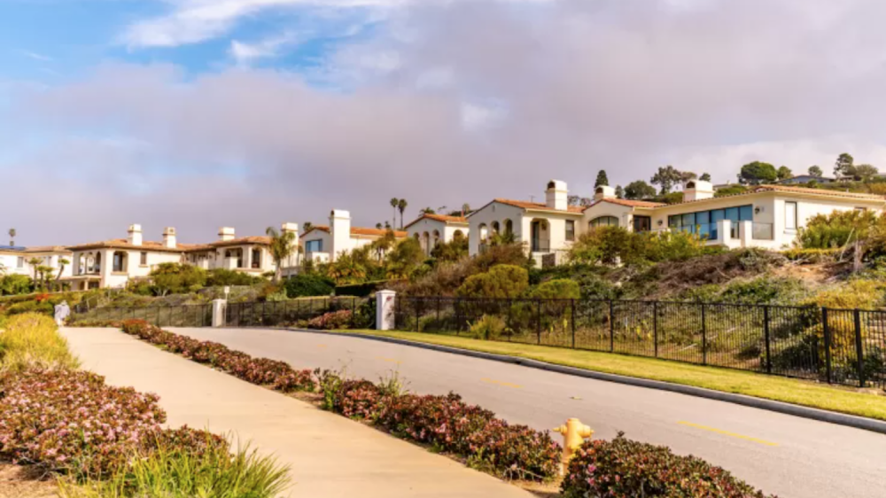affluent neighborhood of single-family homes