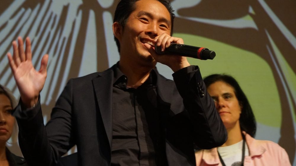 Director and actor Justin Chon talks about his feature film, "Gook." Photo by Steven Lam