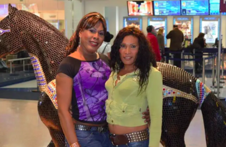 Alejandra Monocuco, right, with another member of the Trans Community Network.