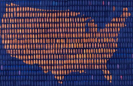 illustration showing bullets in shape of U.S. map