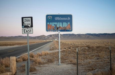 Welcome to Nevada sign.