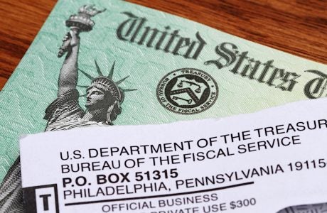 Government check received in mail
