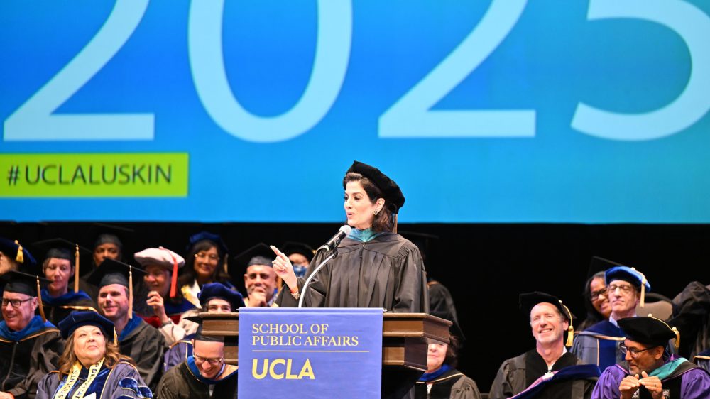 Nathalie Rayes MPP '99 addresses the UCLA Luskin class of 2025.|||||||||||||||||