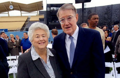 woman and man at stadium