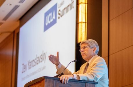 Zev Yaroslavsky presents findings from the annual Quality of Life Index at the 2019 Luskin Summit. Photo by Stan Paul