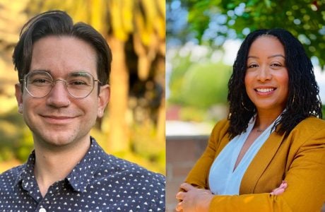 two headshots one of anthony gomez and one of brianna harvey both new faculty members at the ucla luskin school of public affairs social welfare department.