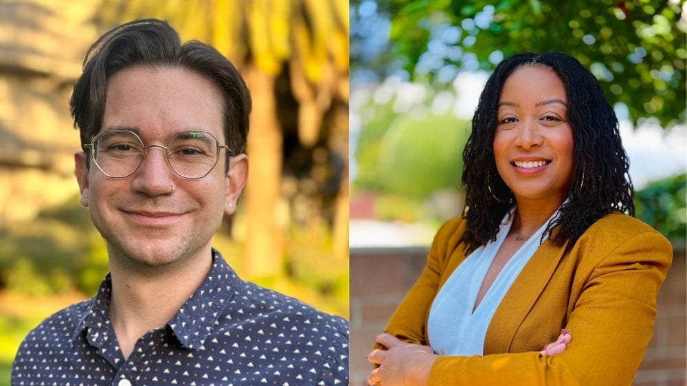 two headshots one of anthony gomez and one of brianna harvey both new faculty members at the ucla luskin school of public affairs social welfare department.