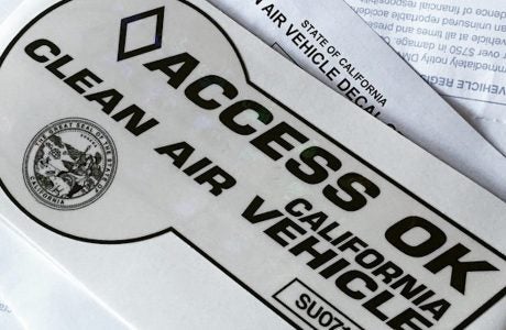 California clean-air vehicle decal