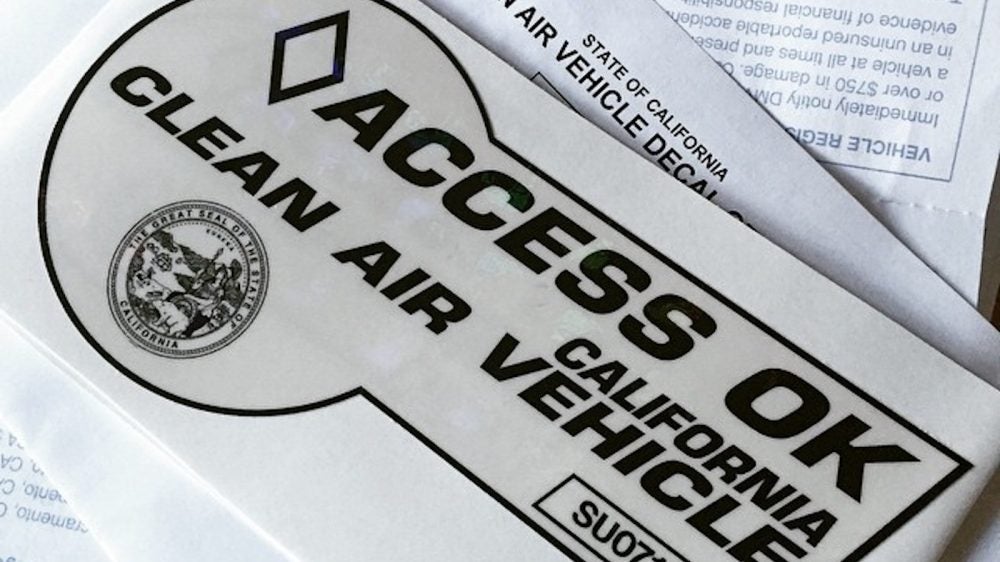 California clean-air vehicle decal