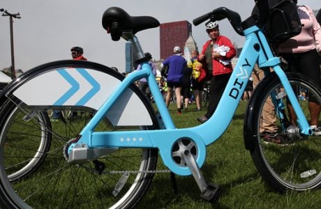 Blue rideshare bike