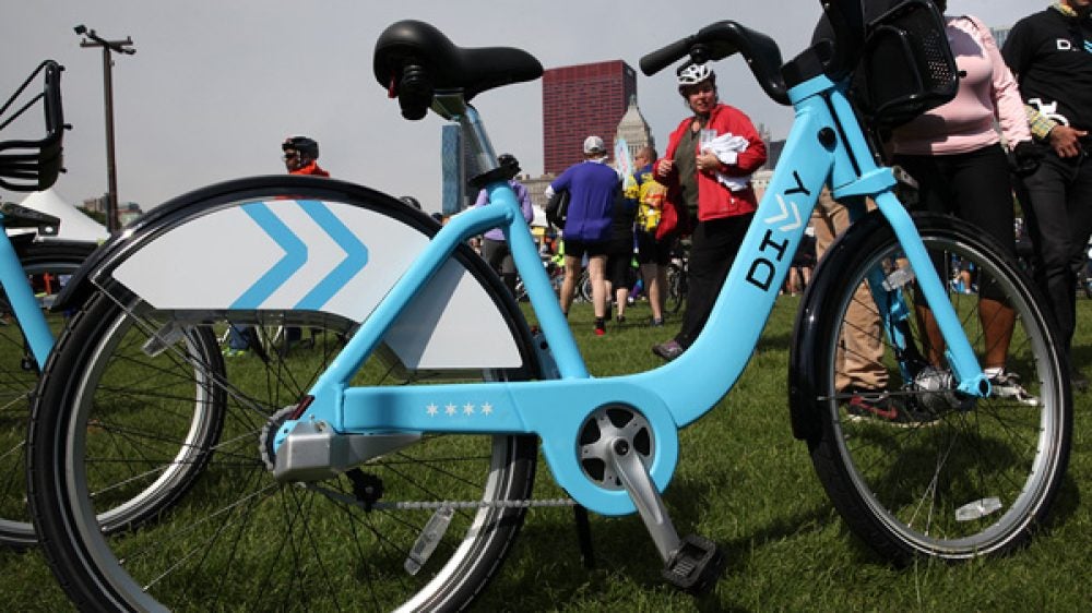 Blue rideshare bike