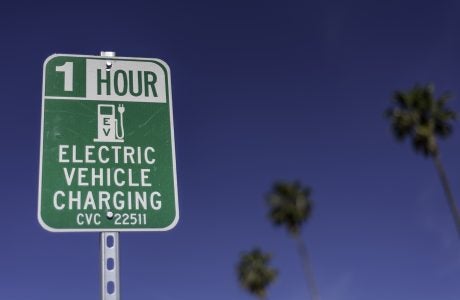 road sign for electric vehicle charging station
