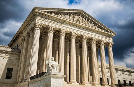 The front of the US Supreme Court building in Washington, DC.