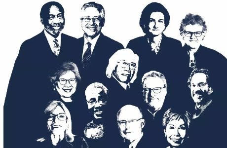 silhouettes of 12 men and women