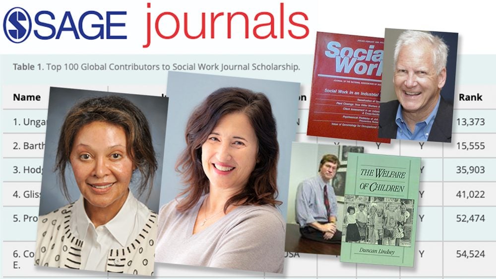 composite image shows professor portraits and a table from the research journal article
